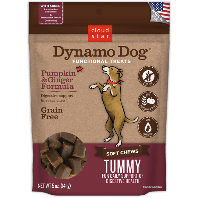 Cloud Star Dynamo Dog Functional Soft Chews Tummy Pumpkin & Ginger Recipe 14-oz, Dog Treat