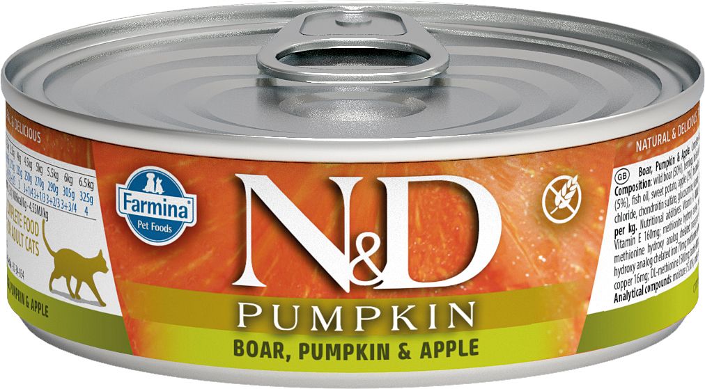 Farmina N&D Pumpkin Cat Boar, Pumpkin & Apple Recipe, Wet Cat Food, 2.5oz Case of 24