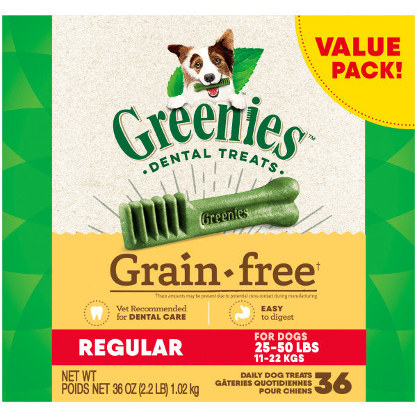 GREENIES Grain Free Natural Dog Dental Care Chews Oral Health Dog Treats, 27-oz Regular