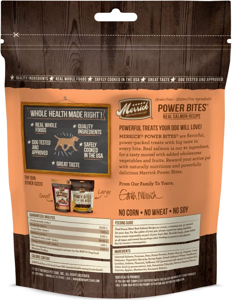 Merrick Power Bites Real Salmon Recipe 6-oz, Dog Treat