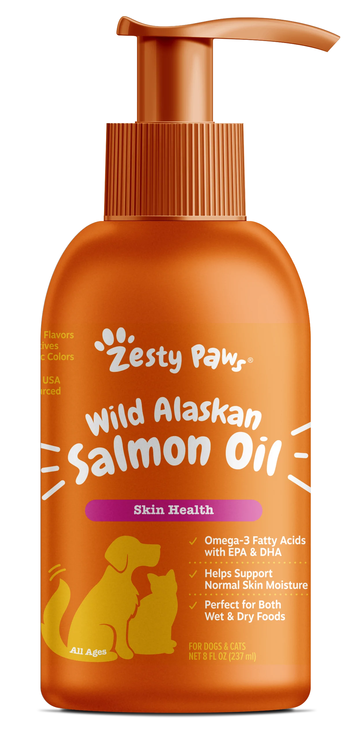Zesty Paws Wild Alaskan Salmon Oil Functional Dog Cat Supplement 8 oz Bottle