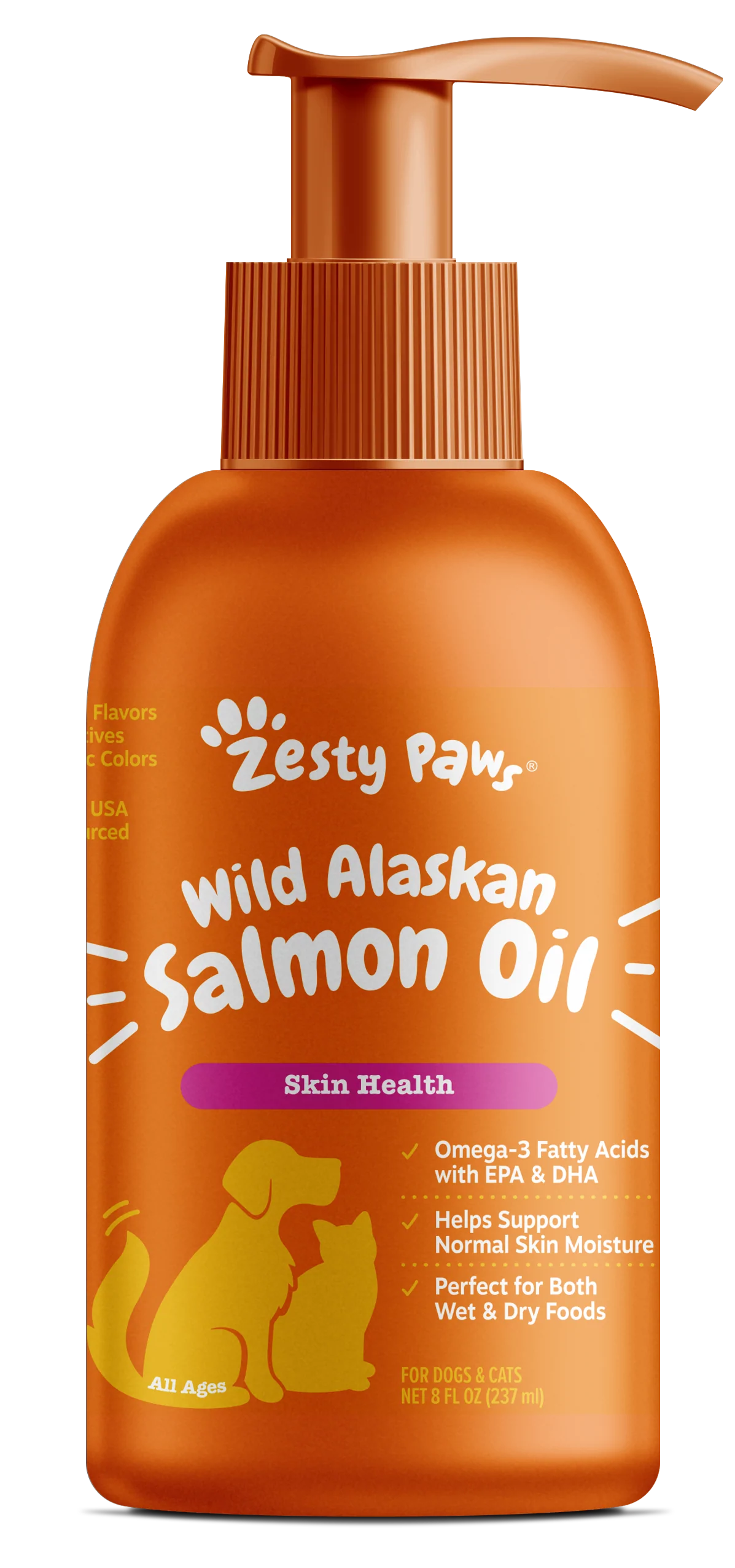 Zesty Paws Wild Alaskan Salmon Oil, Functional Dog & Cat Supplement, 8-oz Bottle