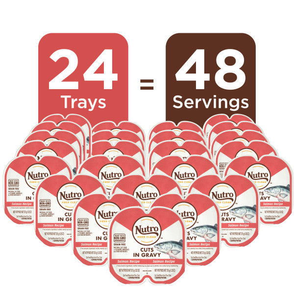 Nutro Grain Free Natural Wet Cat Food Cuts in Gravy Salmon Recipe, 2.64-oz Case of 24