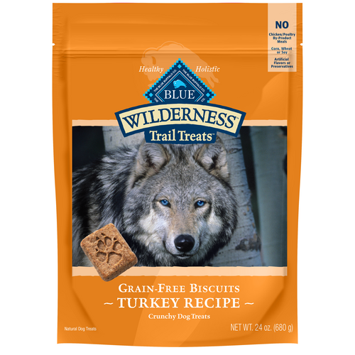 Blue Buffalo Wilderness Trail Treats High Protein Grain Free Crunchy Dog Treats Biscuits, Turkey Recipe