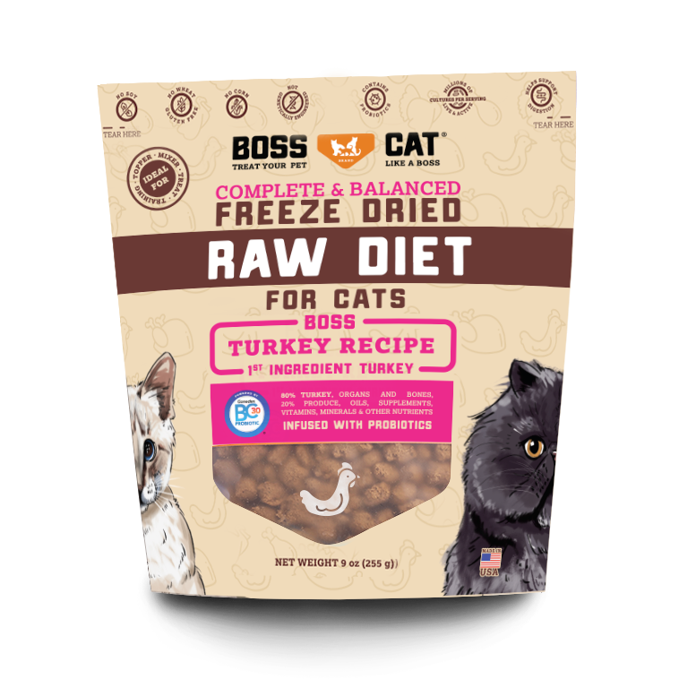 Boss Cat Turkey Nuggets Recipe Freeze Dried Raw Cat Food 9 oz Bag Anaheim Feed Pet Supply