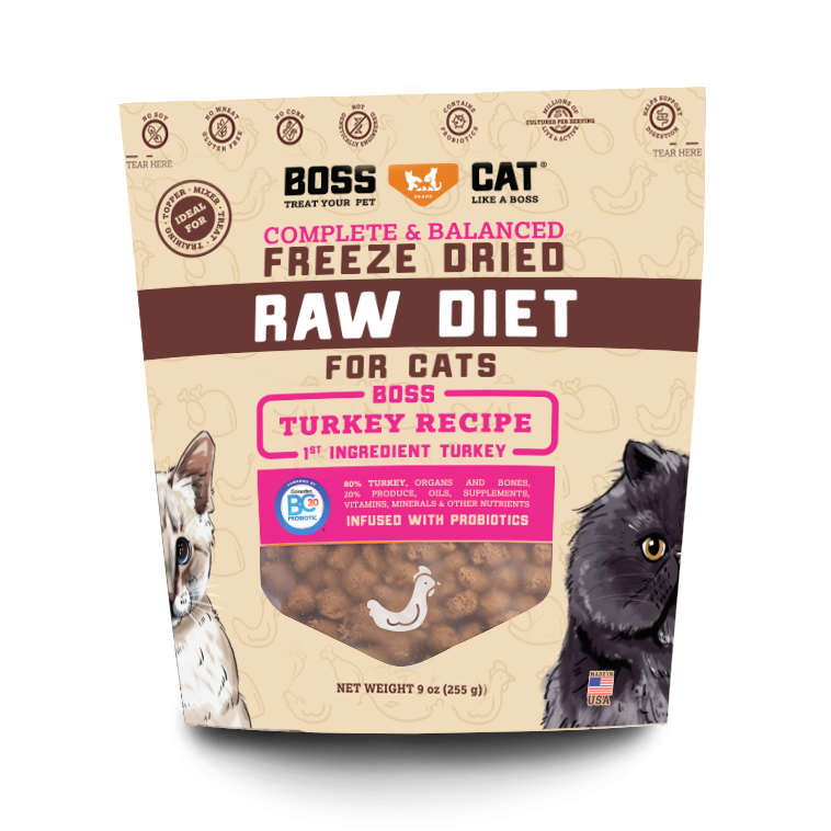 Boss Cat Turkey Nuggets Recipe, Freeze-Dried Raw Cat Food, 9-oz Bag