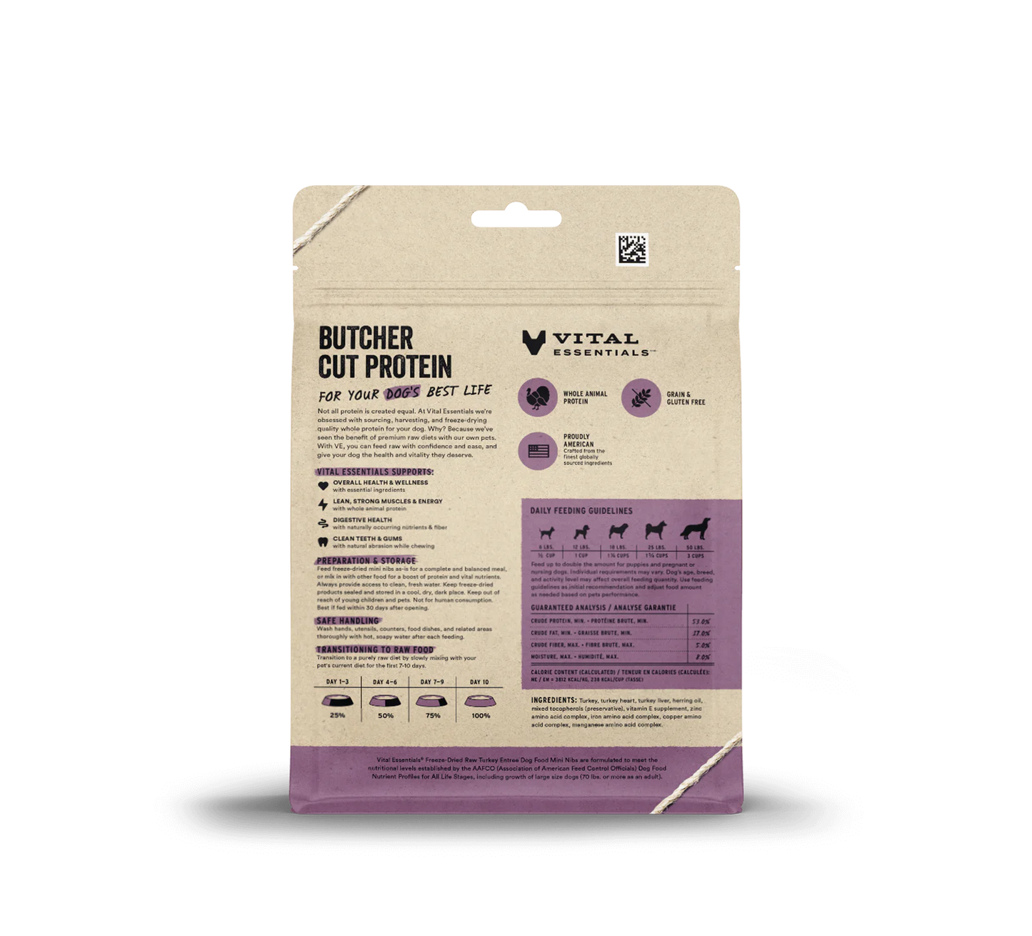 Vital Essentials Turkey Mini Nibs Freeze-Dried Raw Dog Food