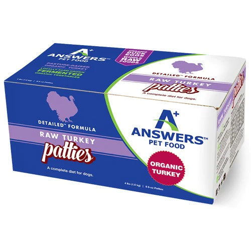Answers Detailed Formula Turkey Patties 4-lb, Frozen Raw Dog Food