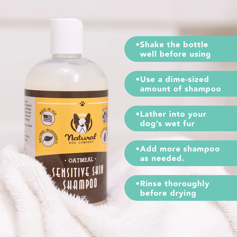 Natural Dog Company Sensitive Skin Oatmeal Shampoo For Dogs, 12-oz Bottle