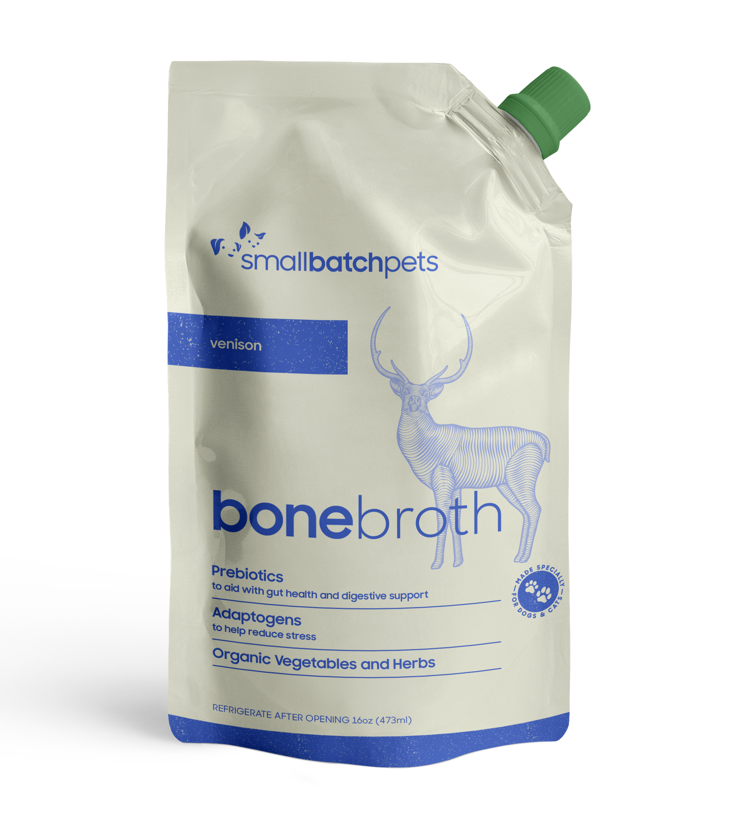 Smallbatch Organic Venison Bone Broth 16-oz, Meal Topper