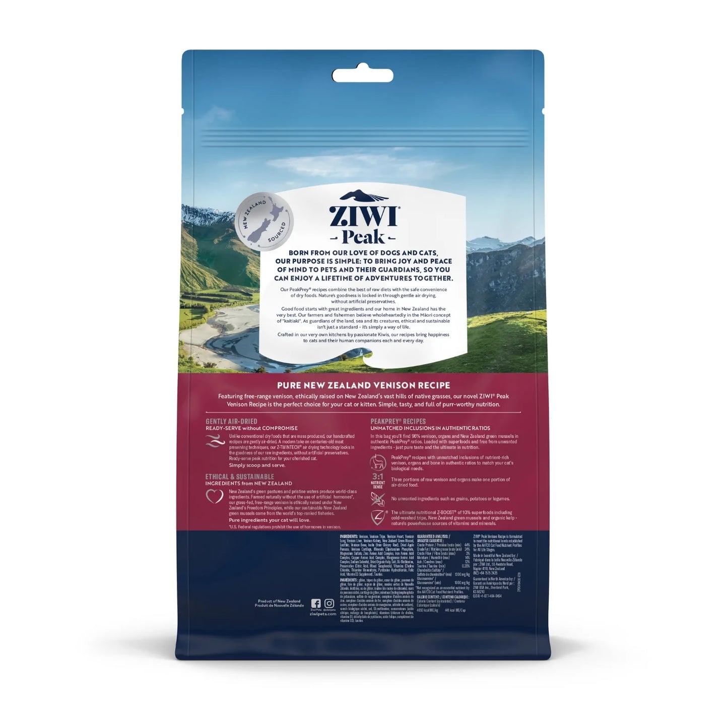 ZiwiPeak Venison Recipe Air-Dried Cat Food, 14-oz Bag