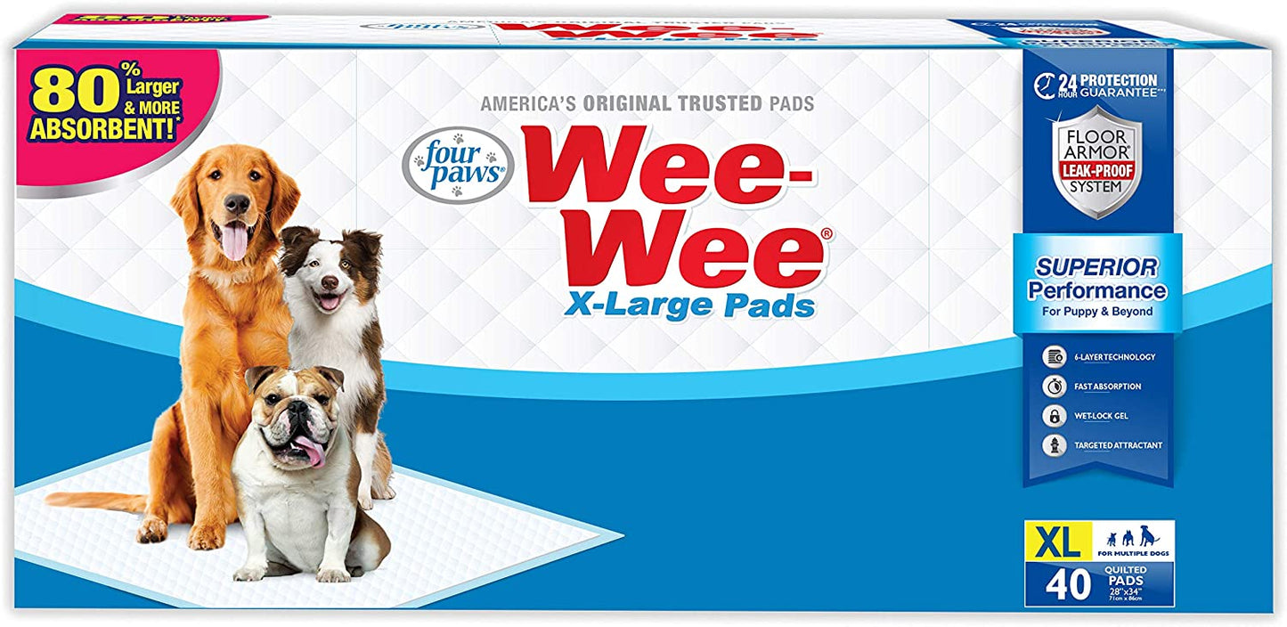 Four Paws Wee-Wee Pads XL 40-Count For Dogs, 28'x34"