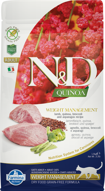 Farmina N&D Quinoa Weight Management - Lamb, Quinoa, Broccoli and Asparagus Dry Cat Food