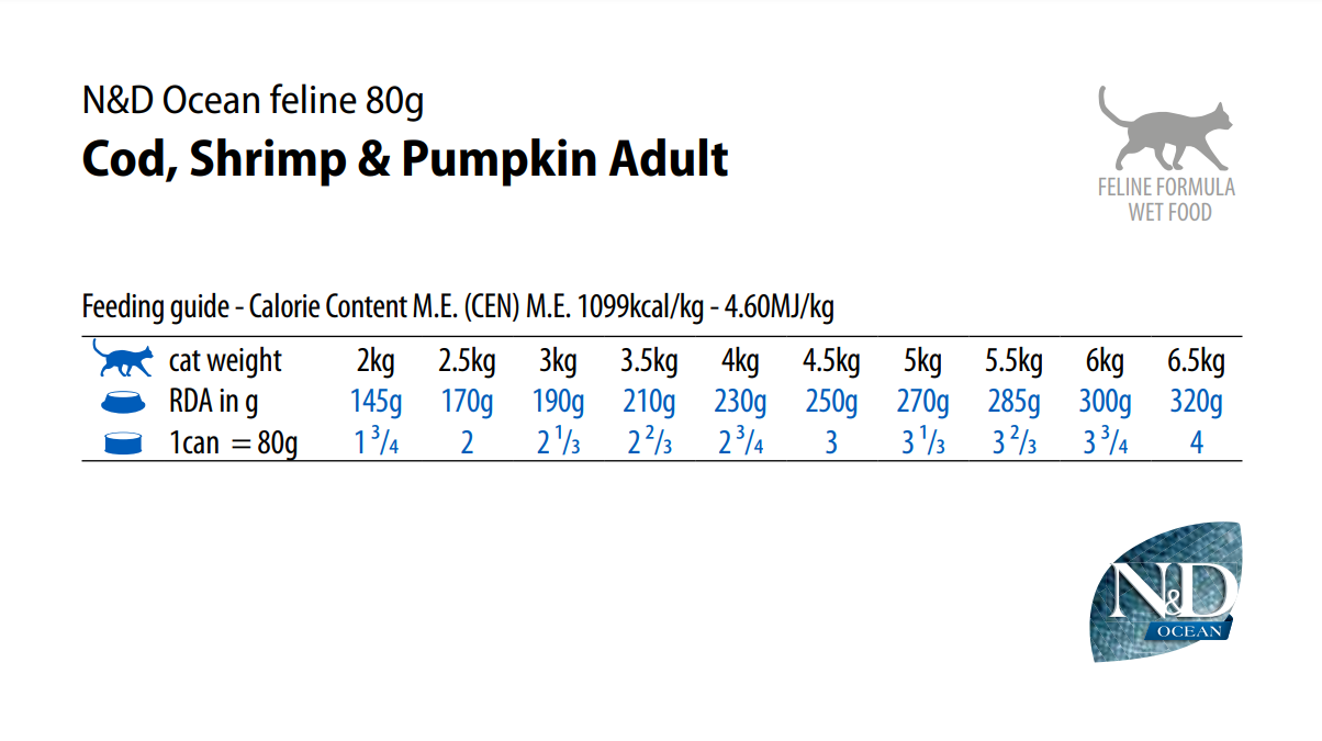 Farmina N&D Ocean Cat Cod, Shrimp & Pumpkin Recipe, Wet Cat Food, 2.5oz Case of 24