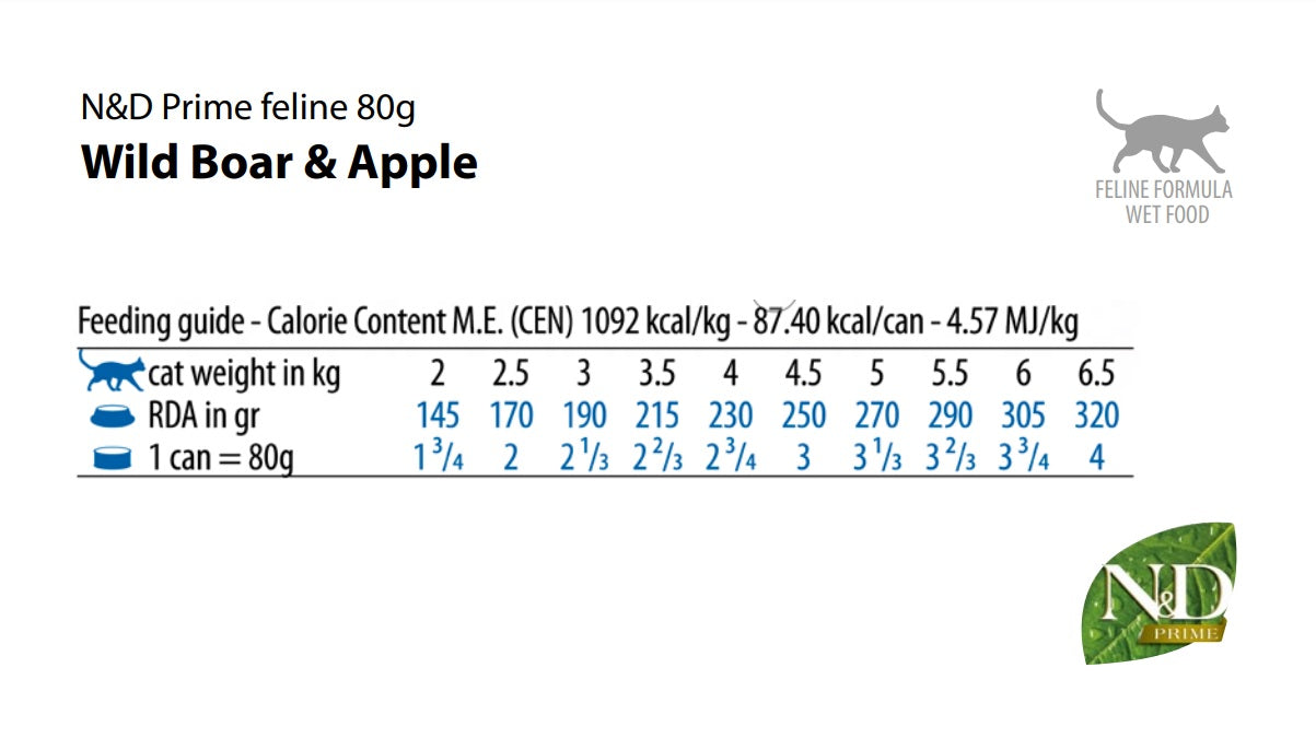 Farmina N&D Prime Boar & Apple Recipe, Wet Cat Food, 2.5oz Case of 24