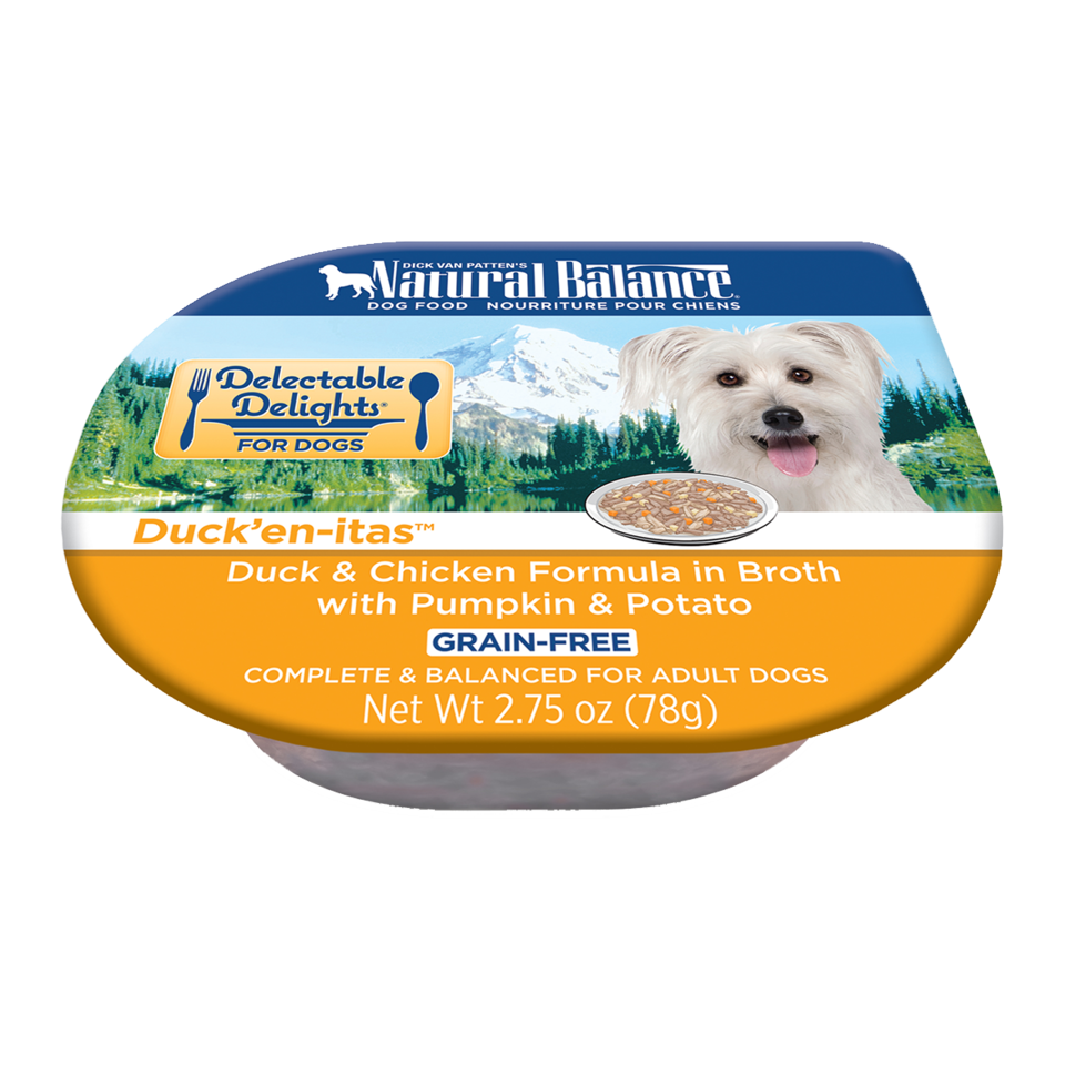 Natural Balance Delectable Delights® Duck'en-itas™ Duck & Chicken Formula in Broth With Pumpkin & Potato, Wet Dog Food, 2.75-oz Case of 24
