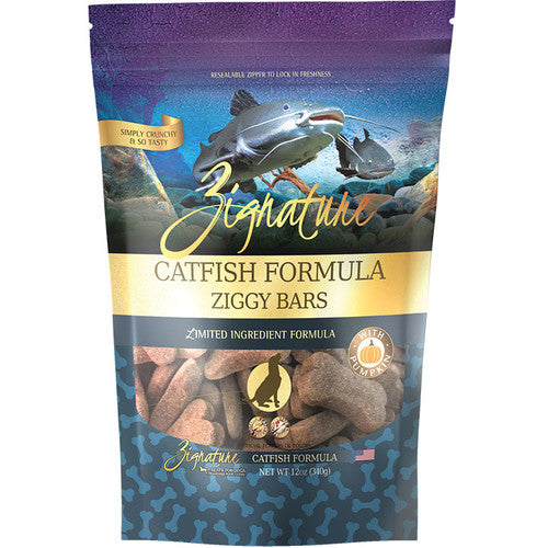 Zignature Ziggy Bar Biscuits Catfish Recipe 12-oz, Dog Treat