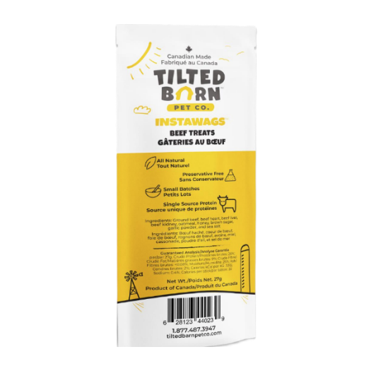 Tilted Barn Instawags Beef, Dog Treats, 0.95-oz Bag