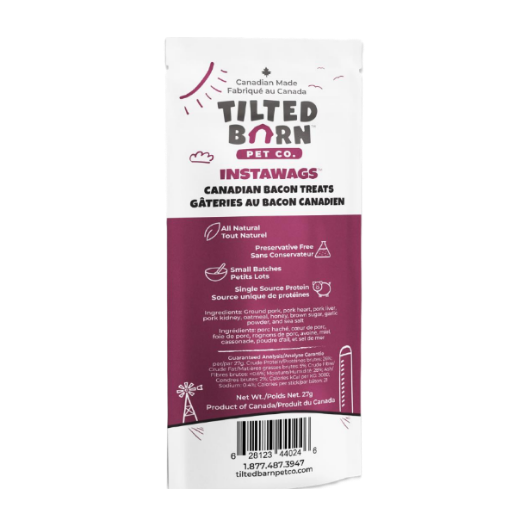 Tilted Barn Instawags Canadian Bacon, Dog Treats, 0.95-oz Bag