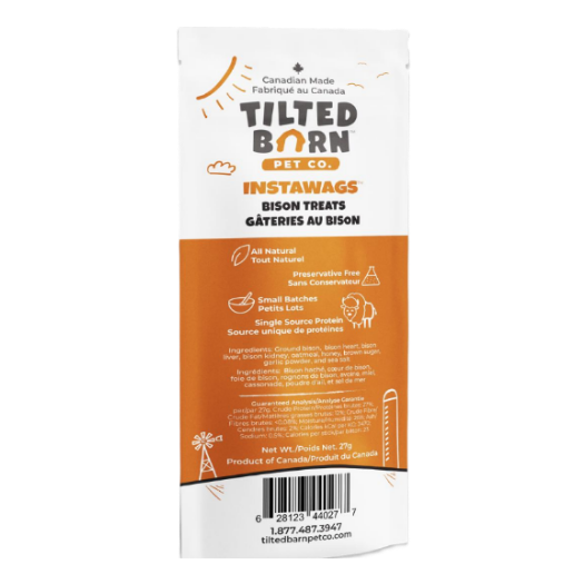 Tilted Barn Instawags Bison, Dog Treats, 0.95-oz Bag