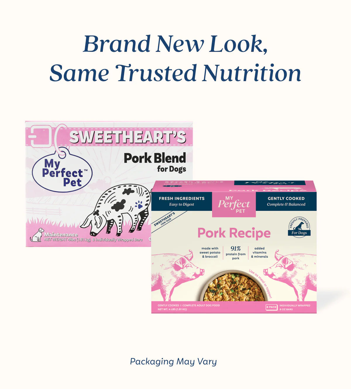 My Perfect Pet Grain-Free Sweethearts Pork, Gently Cooked Dog Food, 4-lb Box