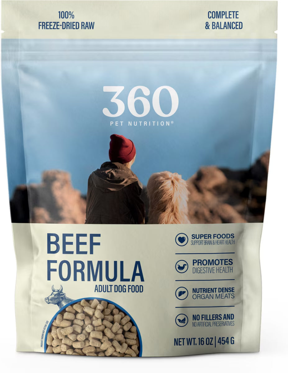 360 Pet Freeze Dried Raw Dog Food, Beef Formula