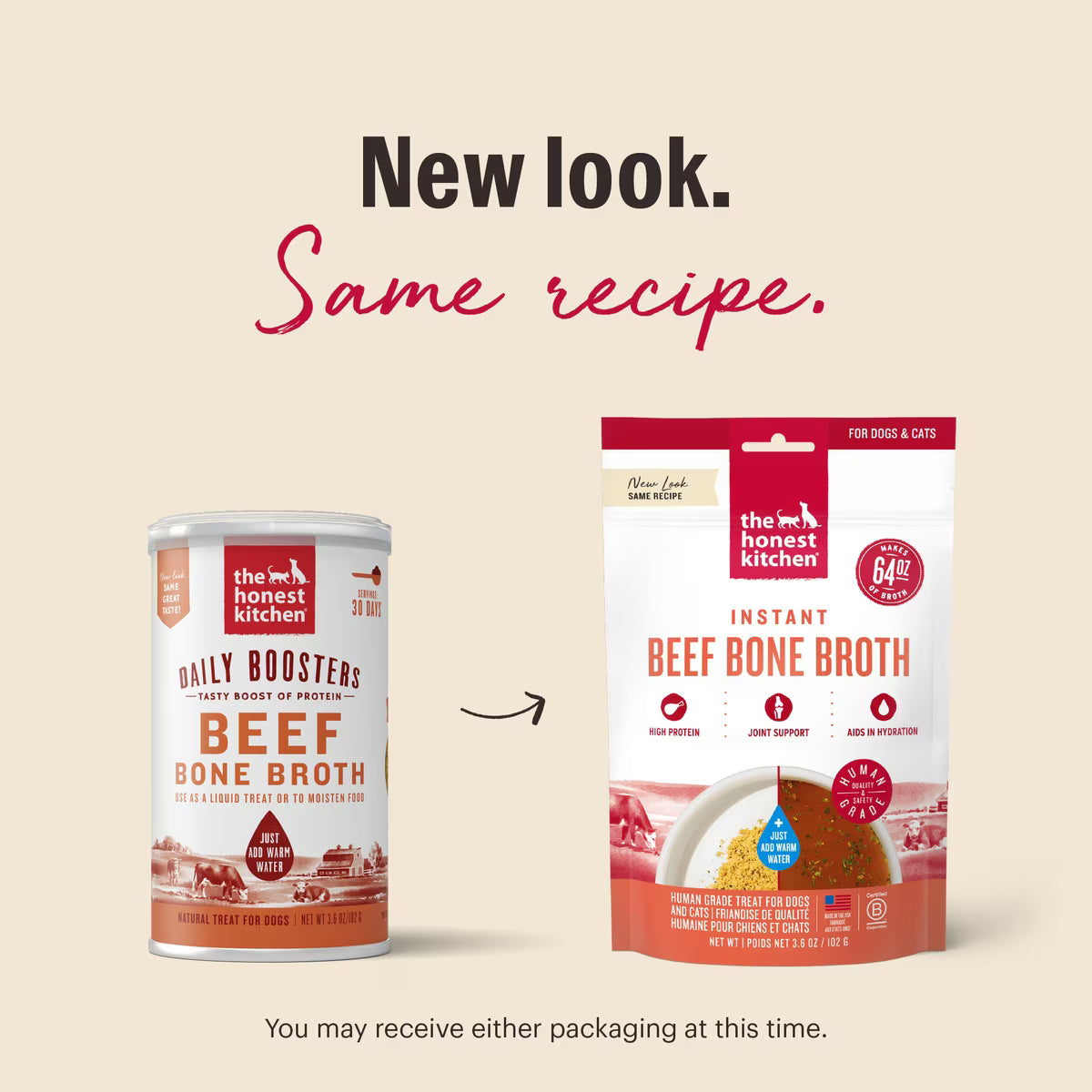 The Honest Kitchen Instant Beef Bone Broth 3.6oz, Dog Meal Topper