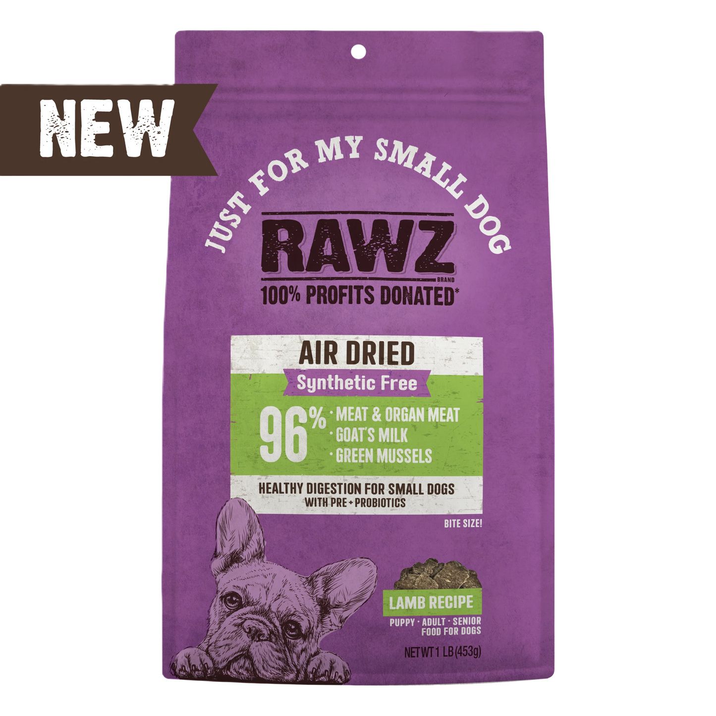 Rawz Air Dried "Just For My Small Dog" Lamb Recipe, Dry Dog Food, 1-lb Bag