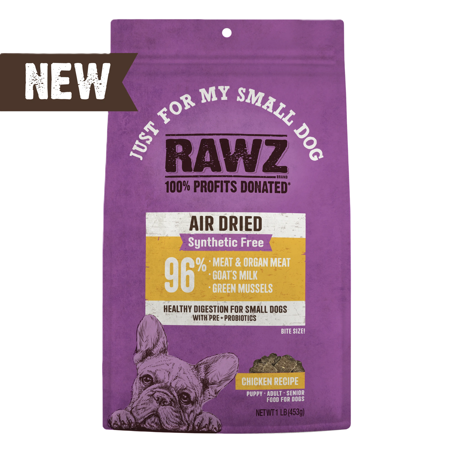 Rawz Air Dried "Just For My Small Dog" Chicken Recipe, Dry Dog Food, 1-lb Bag