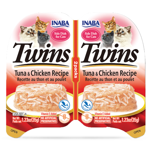 Inaba Twins Tuna & Chicken Recipe, Wet Cat Food, 1.23-oz Case of 6