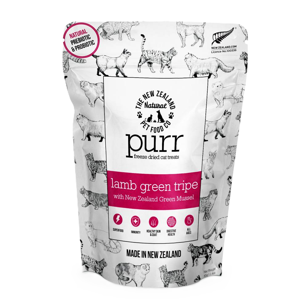 The New Zealand Natural Pet Food Co Purr Lamb Green Tripe, Freeze-Dried Cat Treats, 1.4-oz Bag