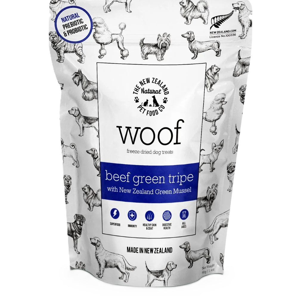 The New Zealand Natural Pet Food Co Woof Beef Green Tripe, Freeze-Dried Dog Treats