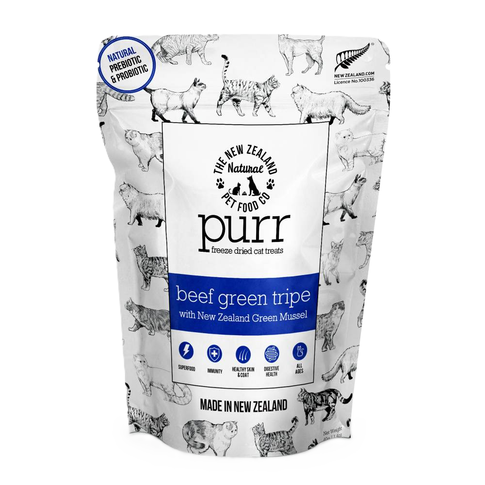The New Zealand Natural Pet Food Co Purr Beef Green Tripe, Freeze-Dried Cat Treats, 1.4-oz Bag