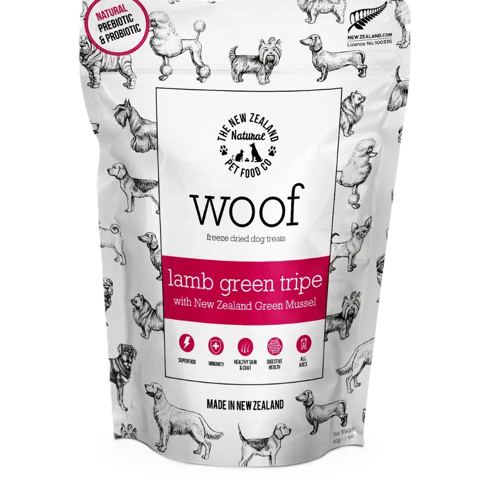 The New Zealand Natural Pet Food Co Woof Lamb Green Tripe, Freeze-Dried Dog Treats