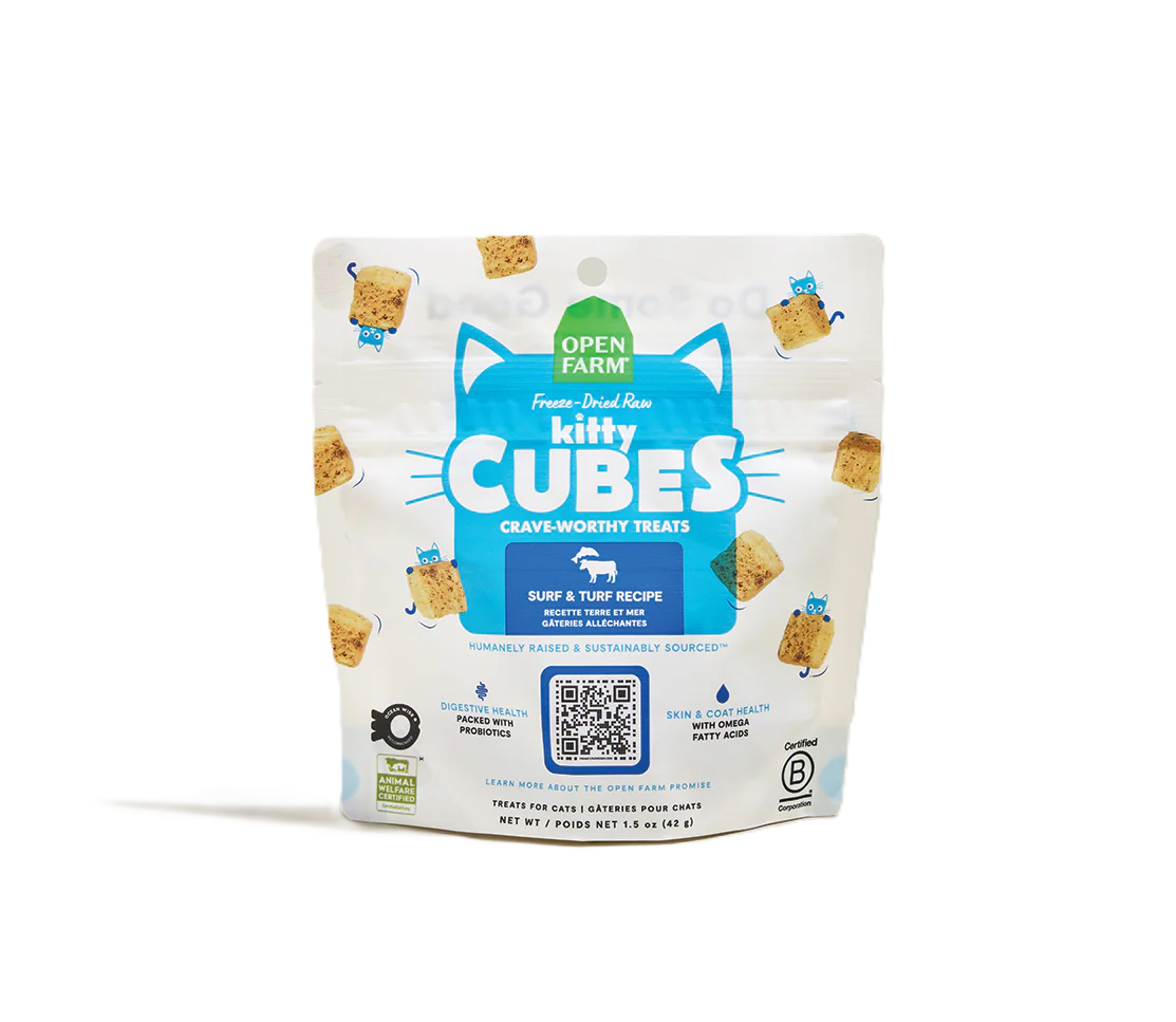 Open Farm Surf & Turf Kitty Cube Treats, Freeze-Dried Raw Cat Treats, 1.5-oz Pouch