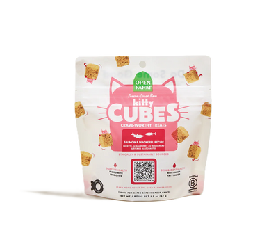 Open Farm Salmon & Mackerel Kitty Cube Treats, Freeze-Dried Raw Cat Treats, 1.5-oz Pouch