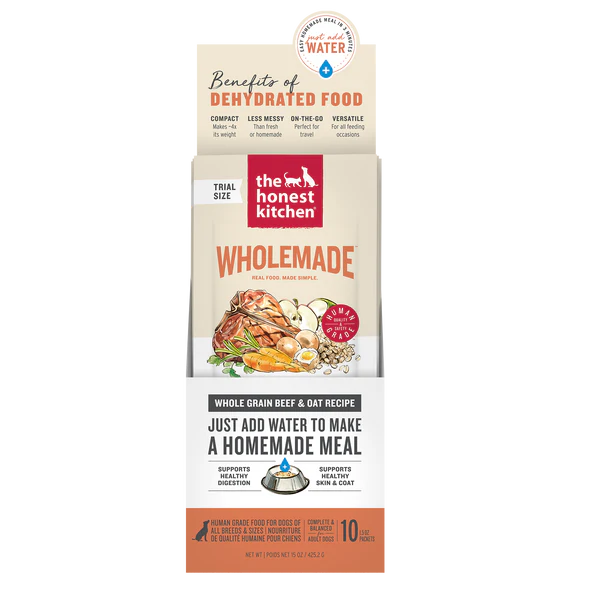 The Honest Kitchen Wholemade Whole Grain Beef & Oat, Dehydrated Dog Food, 1.5-oz Pouch