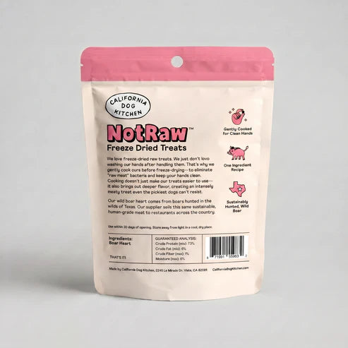 California Dog Kitchen Not Raw Wild Boar Heart, Freeze Dried Treats, 1.5-oz Bag
