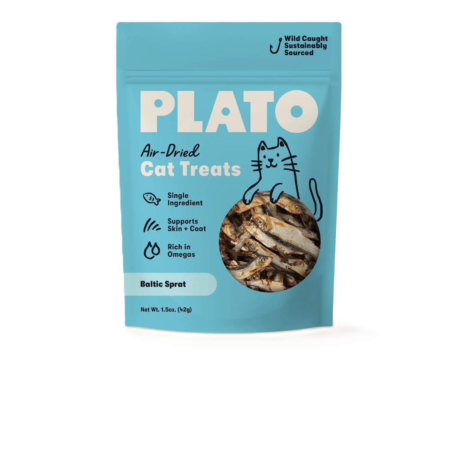Plato Air-Dried Baltic Sprat, Cat Treat, 2.5-oz Bag