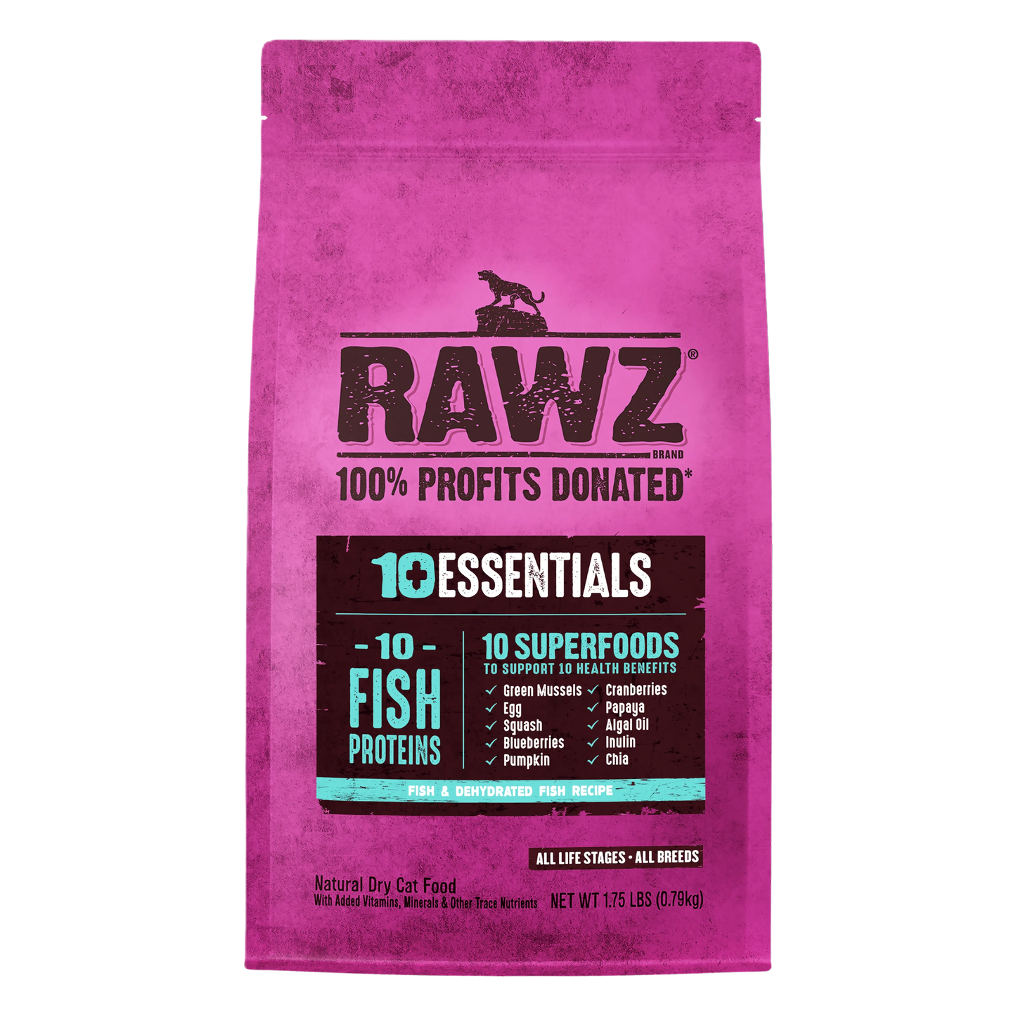 Rawz 10+ Essentials Fish & Dehydrated Fish Recipe, Dry Cat Food