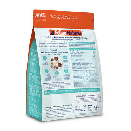 Feline Natural Beef & Hoki Feast , Freeze-Dried Raw Cat Food