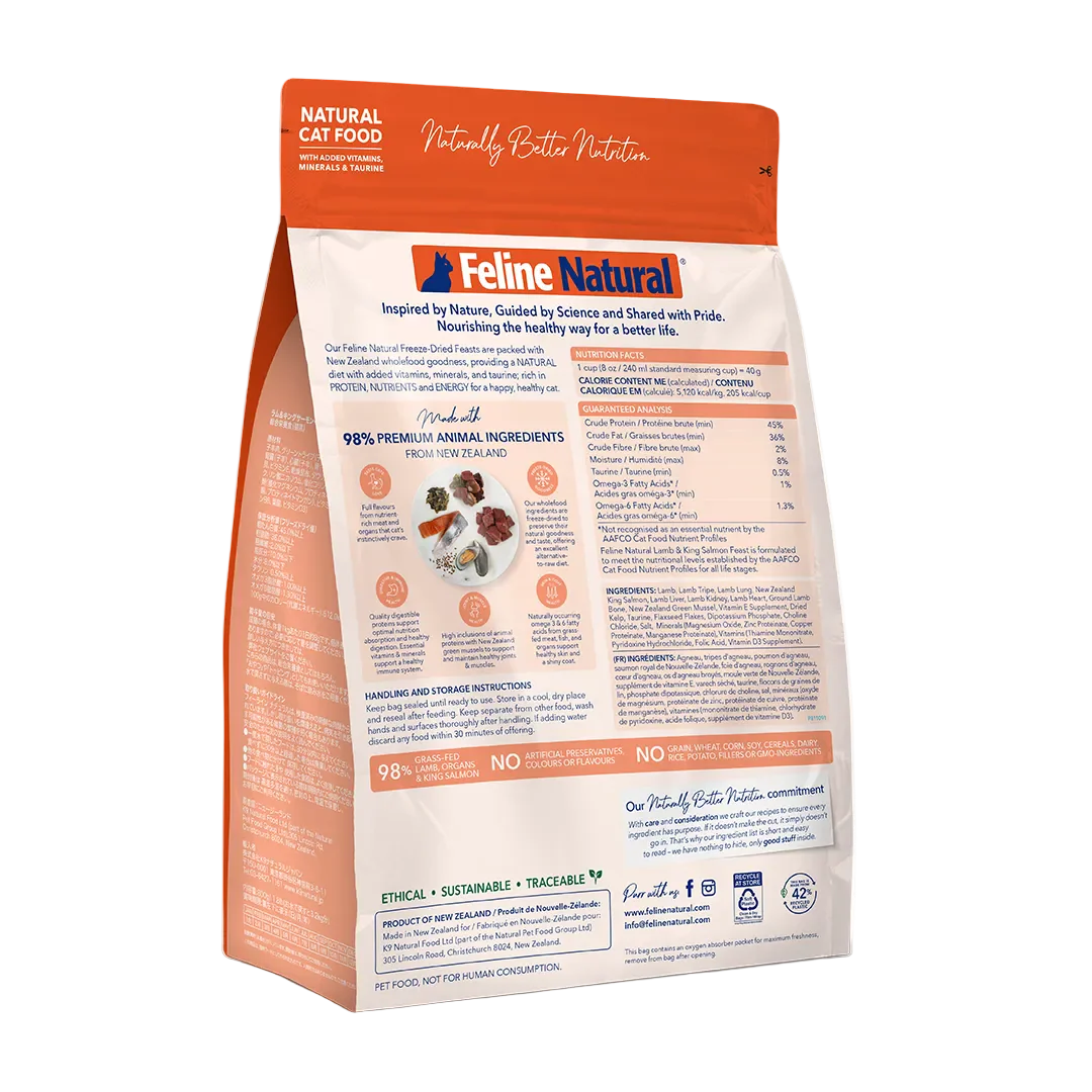 Feline Natural Lamb & King Salmon Feast , Freeze-Dried Raw Cat Food