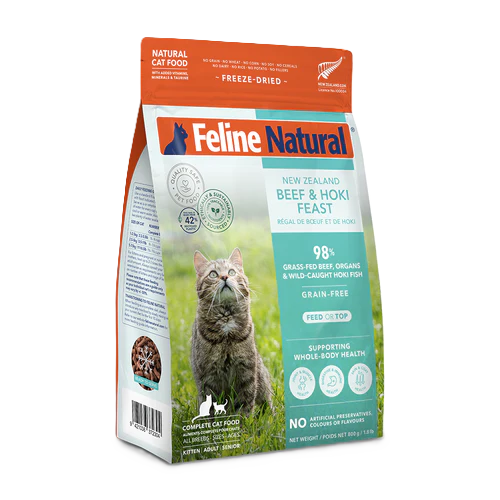 Feline Natural Beef & Hoki Feast , Freeze-Dried Raw Cat Food