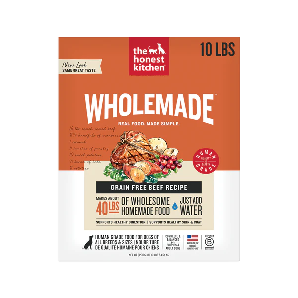 The Honest Kitchen Wholemade Grain Free Beef, Dehydrated Dog Food, 10-lb Box