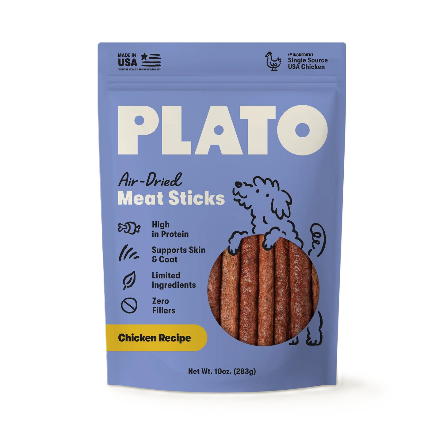 Plato Thinkers Meat Stick Dog Treats, Chicken Recipe