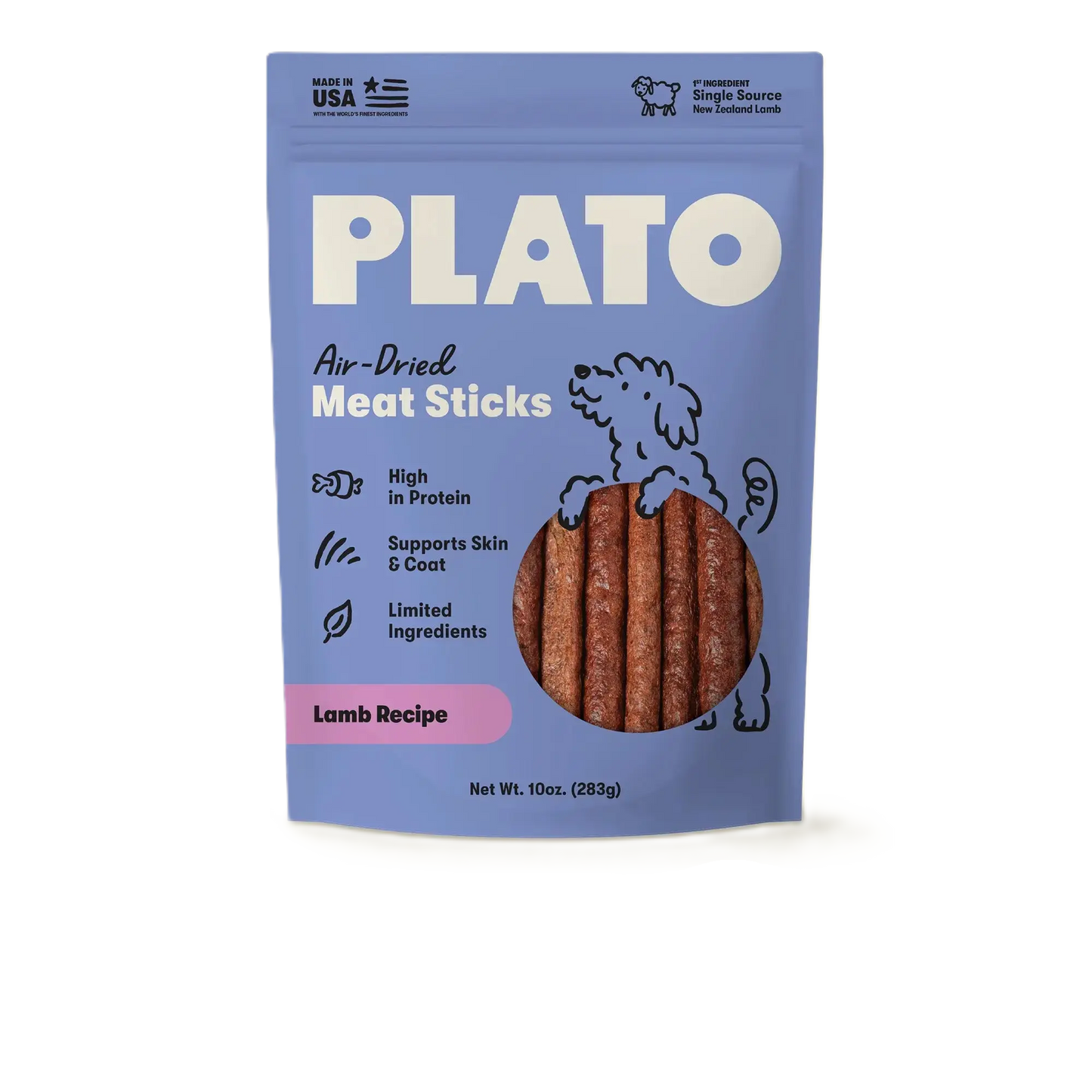 Plato Thinkers Meat Stick Dog Treats, Lamb Recipe
