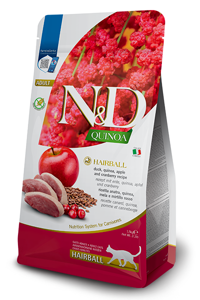 Farmina N&D Hairball Control Duck Recipe, Dry Cat Food, 3.3-lb Bag