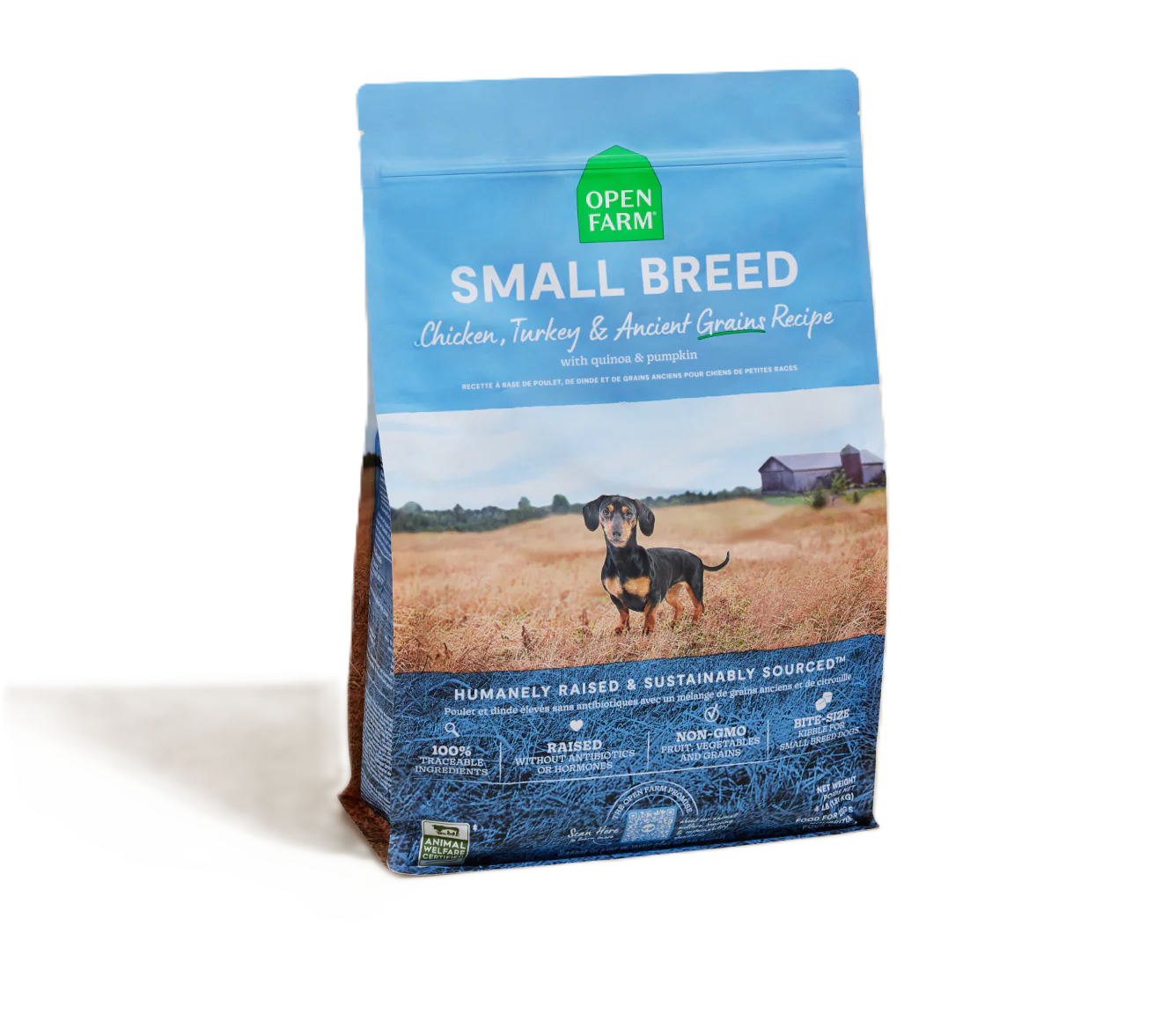 Open Farm Small Breed Chicken & Turkey Ancient Grains Dog Kibble, Dry Dog Food
