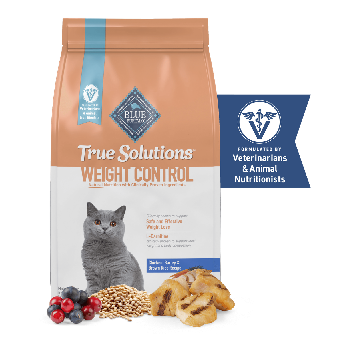 Blue Buffalo True Solutions Weight Control Chicken, Barley & Brown Rice Recipe, Dry Cat Food