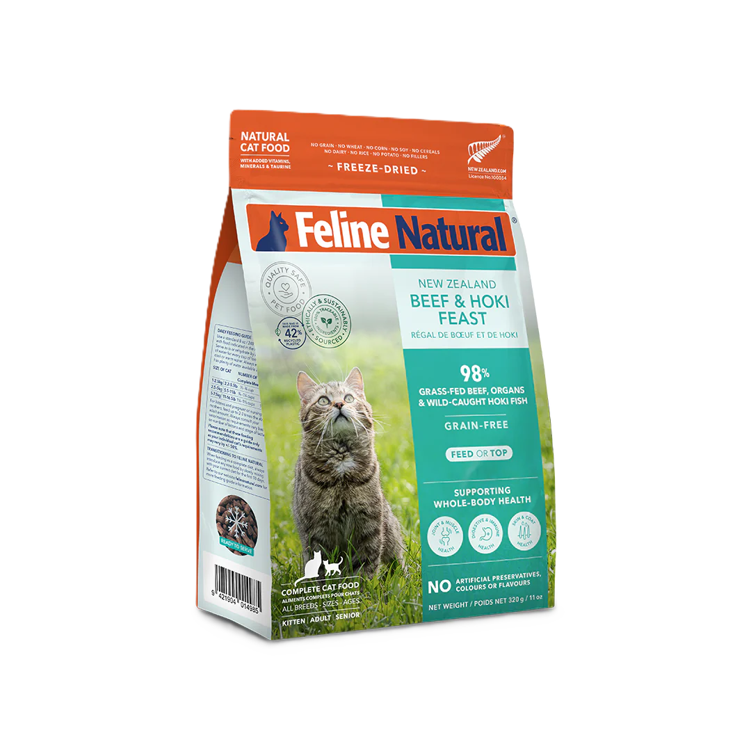 Feline Natural Beef & Hoki Feast , Freeze-Dried Raw Cat Food